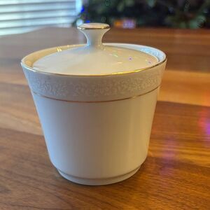 Royalton China Co Japan Translucent Porcelain Gold Rim Floral Pattern Sugar Bowl